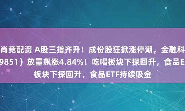 尚竞配资 A股三指齐升！成份股狂掀涨停潮，金融科技ETF（159851）放量飙涨4.84%！吃喝板块下探回升，食品ETF持续吸金