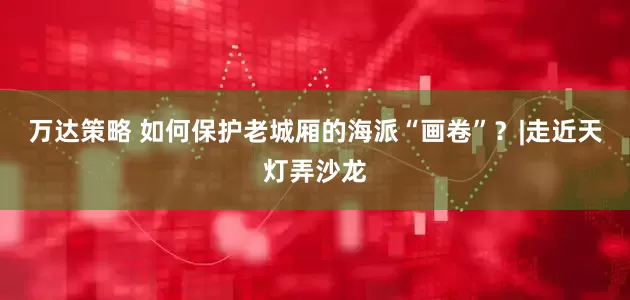 万达策略 如何保护老城厢的海派“画卷”？|走近天灯弄沙龙